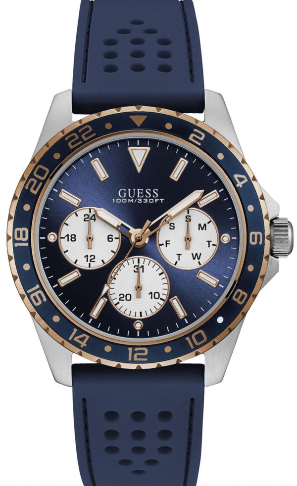 Shop Guess Odyssey Multifunction Blue Dial Blue Rubber Strap Watch For Men - W1108G4 in USA
