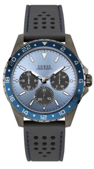 Shop Guess Odyssey Blue Dial Grey Rubber Strap Watch For Men - W1108G6 in USA