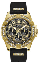 Guess Frontier Crystals Black Dial Black Silicone Strap Watch For Men - W1132G1 Buy Now By Guess