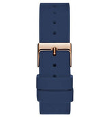 Guess Solar White Rose Gold Dial Blue Rubber Strap Watch For Women - W1135L3 Buy Now By Guess