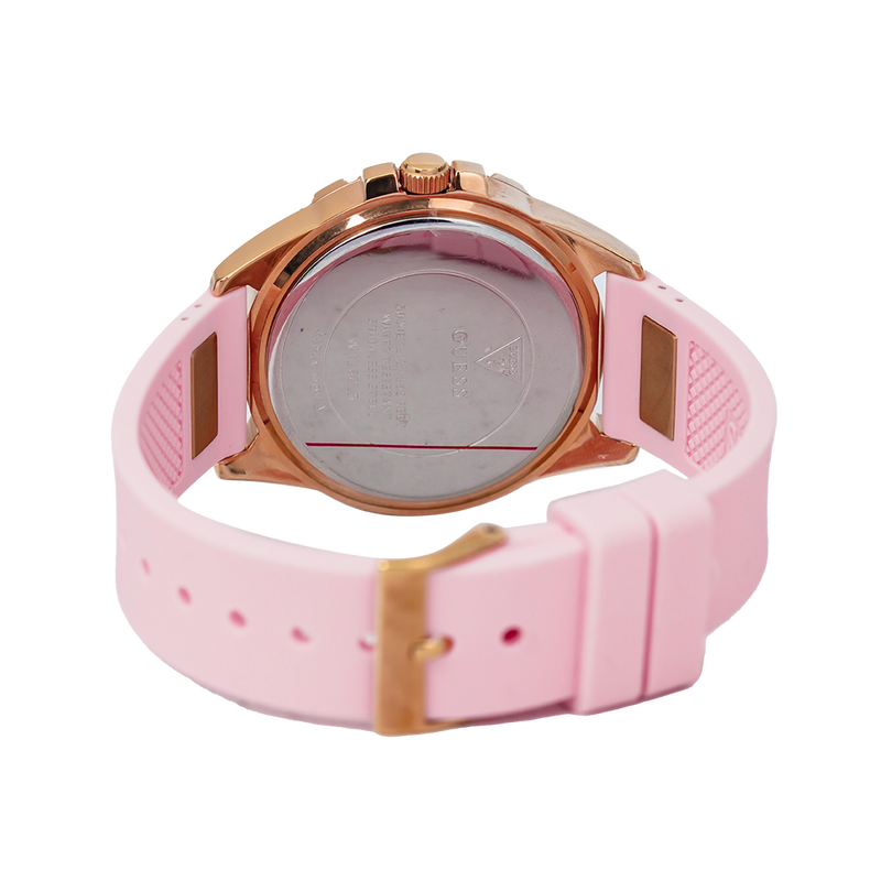 Guess Frontier Diamonds Rose Gold Dial Pink Rubber Strap Watch For Women - W1160L5 Buy Now By Guess