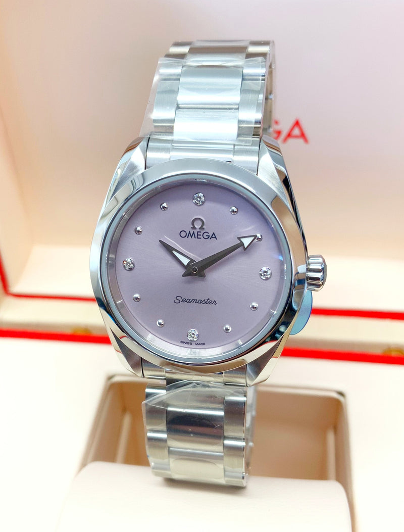 Shop Omega Seamaster Aqua Terra Quartz Purple Dial Silver Steel Strap Watch for Women - 220.10.28.60.60.001 in USA
