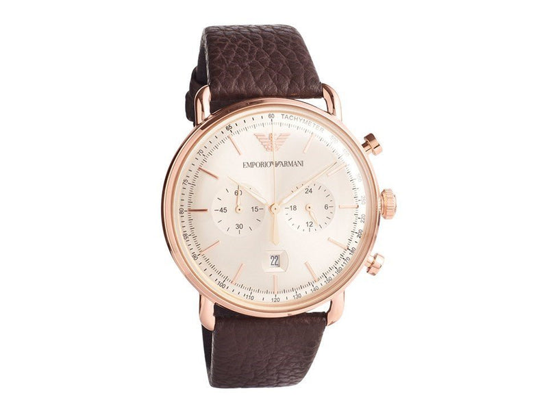 Emporio Armani Aviator Grey Dial Brown Leather Strap Watch For Men - AR11106 Buy Now By Emporio Armani