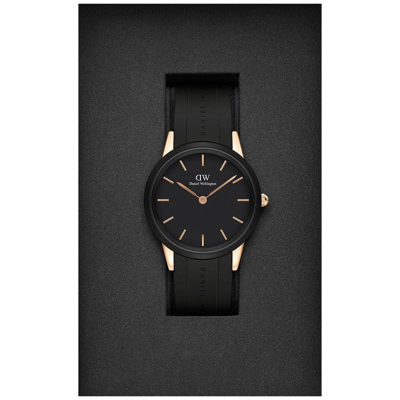 Daniel Wellington Iconic Motion Black Dial Black Rubber Strap Watch For Men - DW00100425