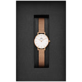 Shop Daniel Wellington Petite Pressed Melrose White Dial Gold Mesh Bracelet Watch For Women - DW00100447 in USA