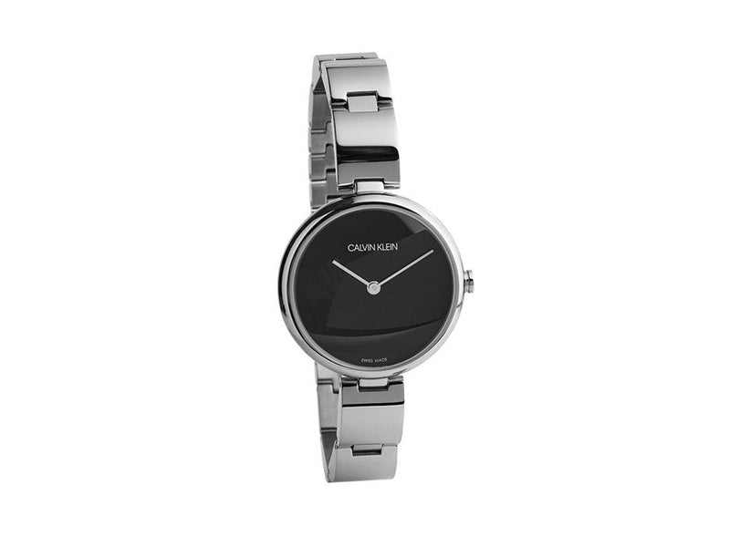 Shop Calvin Klein Wavy Black Dial Silver Steel Strap Watch for Women - K9U23141 in USA