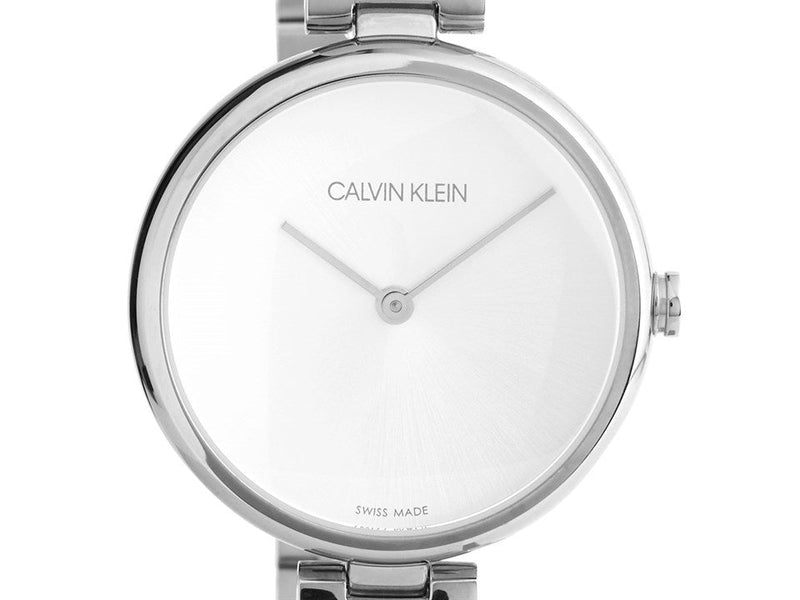 Shop Calvin Klein Wavy Silver Dial Silver Steel Strap Watch for Women - K9U23146 in USA