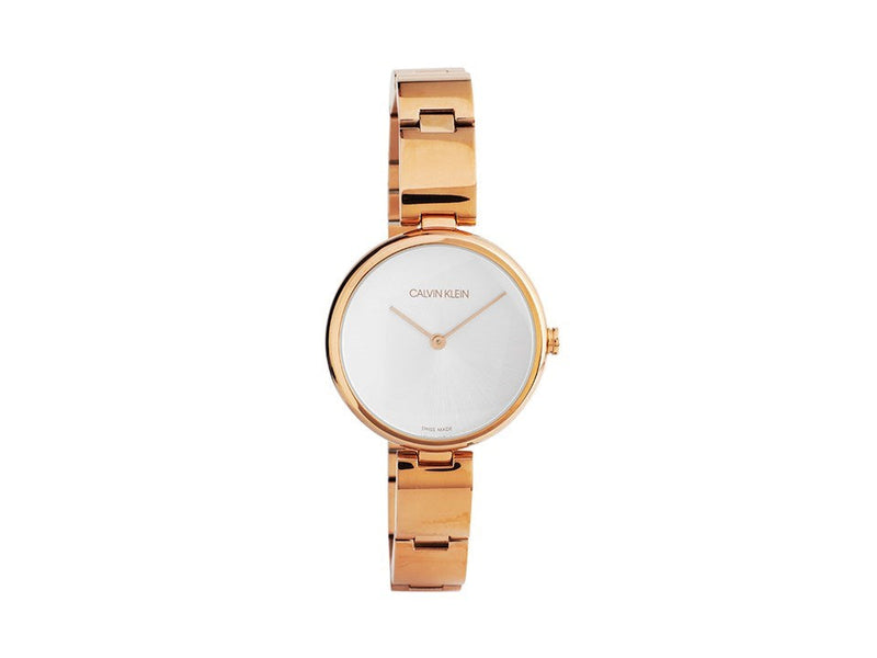 Shop Calvin Klein Wavy White Dial Rose Gold Steel Strap Watch for Women - K9U23646 in USA