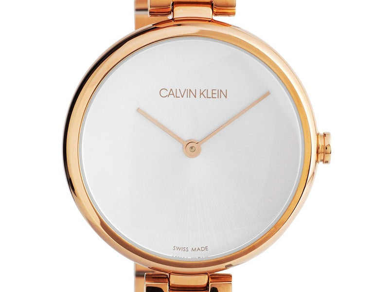 Shop Calvin Klein Wavy White Dial Rose Gold Steel Strap Watch for Women - K9U23646 in USA