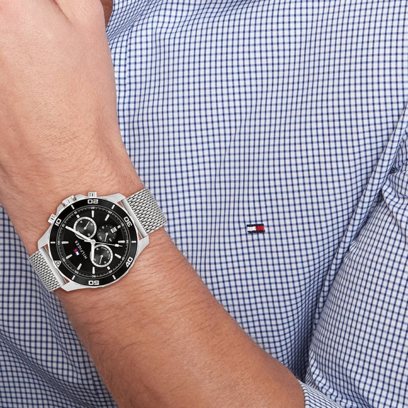 Tommy Hilfiger Jordan Chronograph Black Dial Silver Mesh Strap Watch For Men - 1792092 Buy Now By Tommy Hilfiger