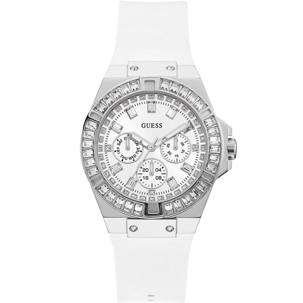 Shop Guess Venus Diamonds White Dial White Rubber Strap Watch for Women - GW0118L3 in USA