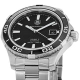 Shop Tag Heuer Aquaracer Caliber 5 Automatic Black Dial Silver Steel Strap Watch for Men - WAK2110.BA0830 in USA