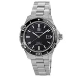 Shop Tag Heuer Aquaracer Caliber 5 Automatic Black Dial Silver Steel Strap Watch for Men - WAK2110.BA0830 in USA