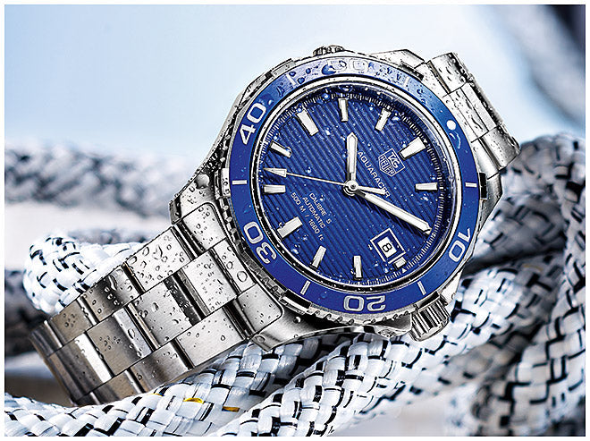 Tag Heuer Aquaracer Calibre 5 Automatic Blue Dial Silver Steel Strap Watch for Men - WAK2111.BA0830 Buy Now By Tag Heuer