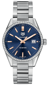 Tag Heuer Carrera Quartz Diamonds Blue Dial Silver Steel Strap Watch for Women - WAR1114.BA0601 Buy Now By Tag Heuer