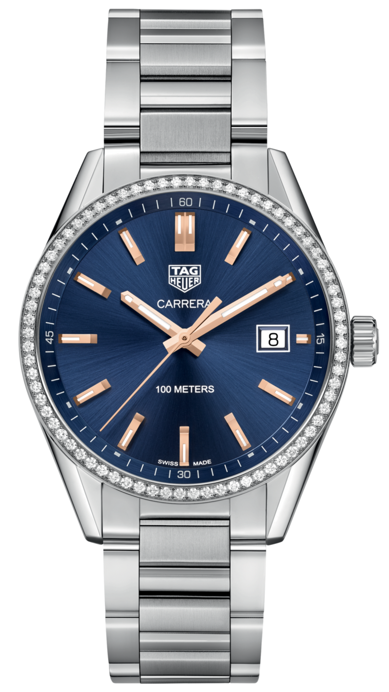 Tag Heuer Carrera Quartz Diamonds Blue Dial Silver Steel Strap Watch for Women - WAR1114.BA0601 Buy Now By Tag Heuer