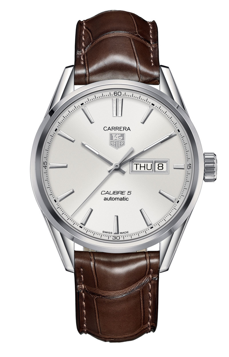 Tag Heuer Carrera Calibre 5 Automatic White Dial Brown Leather Strap Watch for Men - WAR201B.FC6291 Buy Now By Tag Heuer