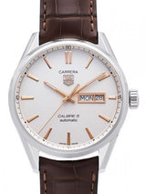 Tag Heuer Carrera Calibre 5 Automatic White Dial Brown Leather Strap Watch for Men - WAR201D.FC6291 Buy Now By Tag Heuer