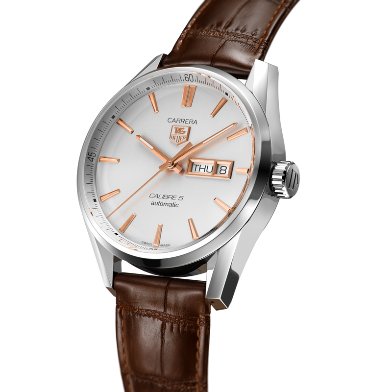 Tag Heuer Carrera Calibre 5 Automatic White Dial Brown Leather Strap Watch for Men - WAR201D.FC6291 Buy Now By Tag Heuer