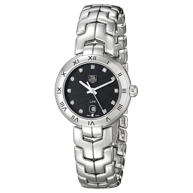 Shop Tag Heuer Link Quartz Diamonds Black Dial Silver Steel Strap Watch for Women - WAT1410.BA0954 in USA