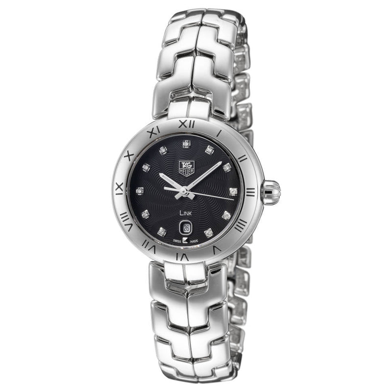 Shop Tag Heuer Link Quartz Diamonds Black Dial Silver Steel Strap Watch for Women - WAT1410.BA0954 in USA
