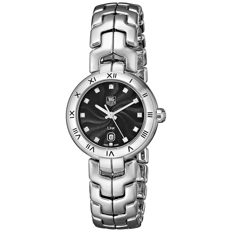 Shop Tag Heuer Link Quartz Diamonds Black Dial Silver Steel Strap Watch for Women - WAT1410.BA0954 in USA