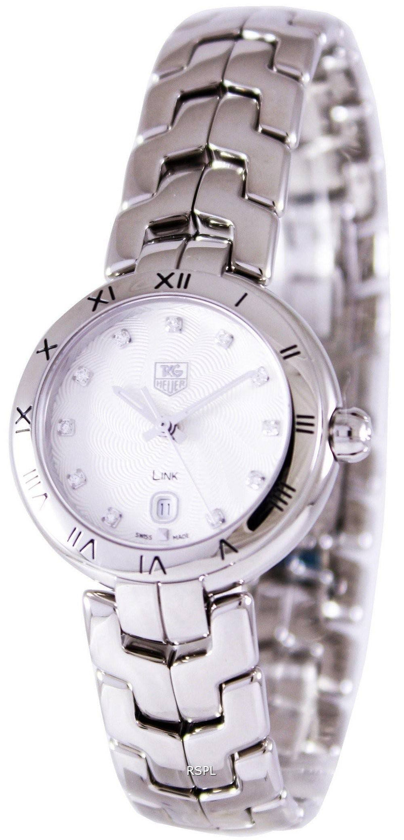 Shop Tag Heuer Link Diamonds Mother of Pearl Dial Silver Steel Strap Watch for Women - WAT1411.BA0954 in USA