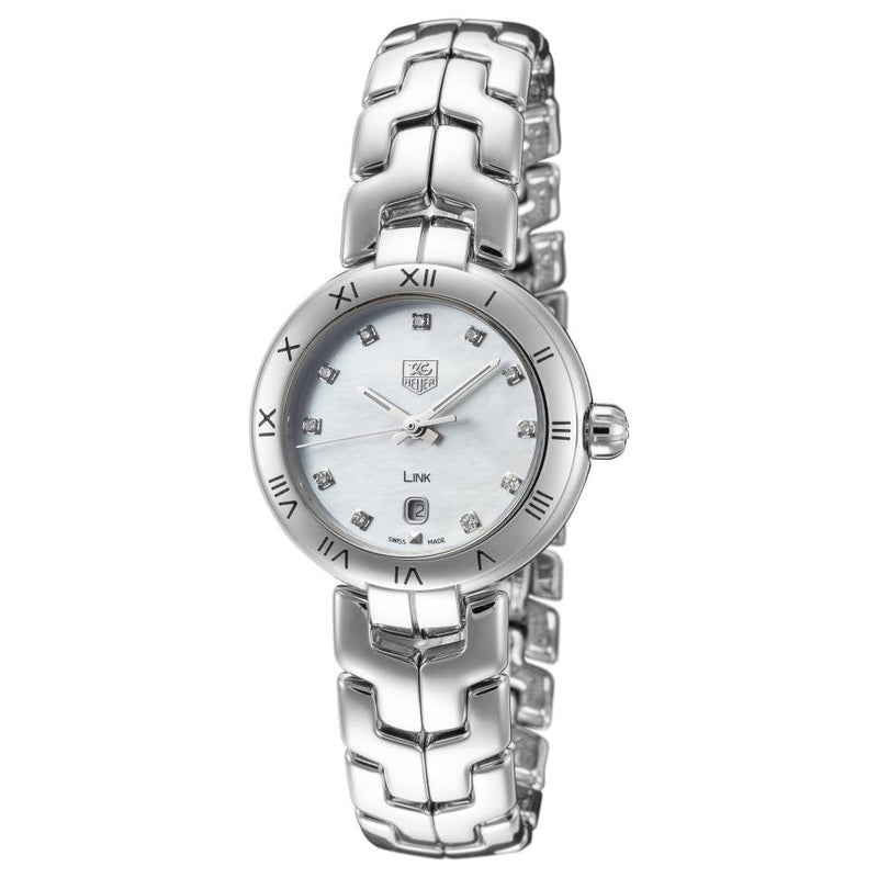 Shop Tag Heuer Link Diamonds Mother of Pearl Dial Silver Steel Strap Watch for Women - WAT1417.BA0954 in USA