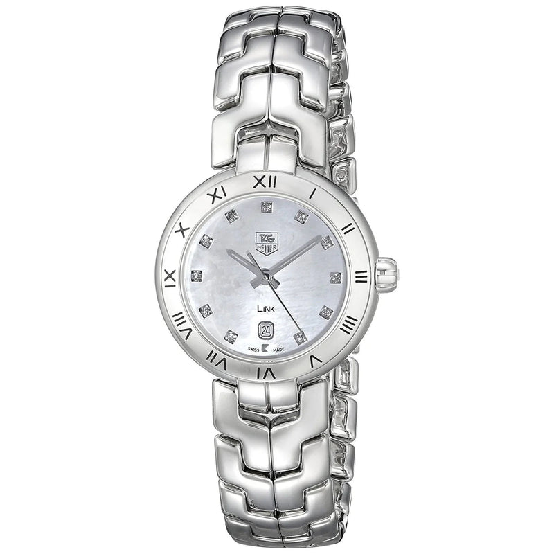 Shop Tag Heuer Link Diamonds Mother of Pearl Dial Silver Steel Strap Watch for Women - WAT1417.BA0954 in USA