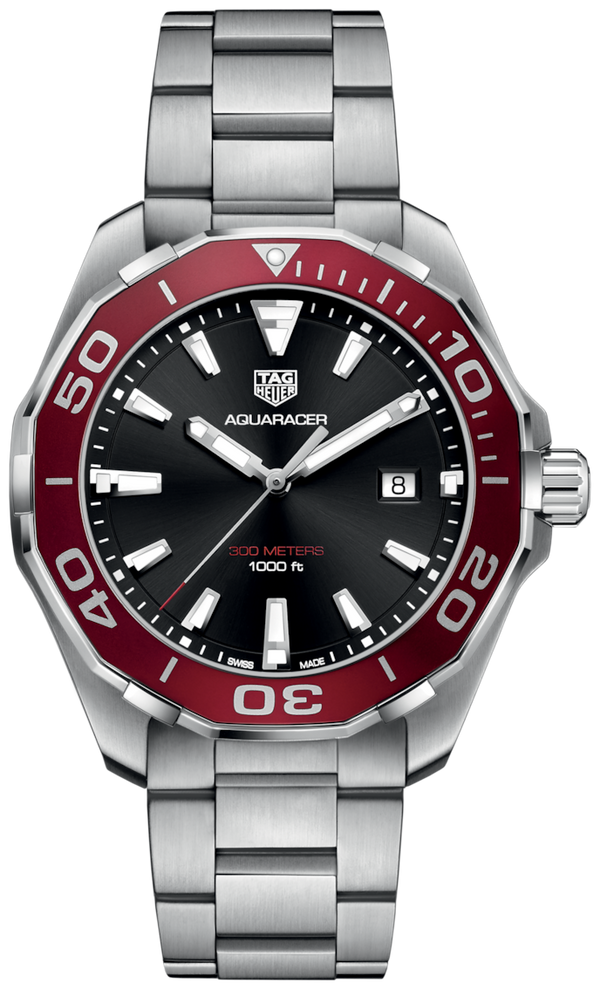 Shop Tag Heuer Aquaracer Black Dial Silver Steel Strap Watch for Men - WAY101B.BA0746 in USA