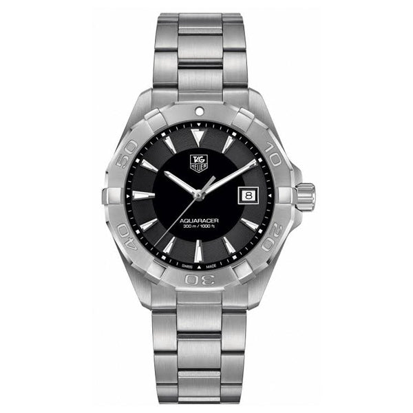 Shop Tag Heuer Aquaracer Quartz Black Dial Silver Steel Strap Watch for Men - WAY1110.BA0928 in USA