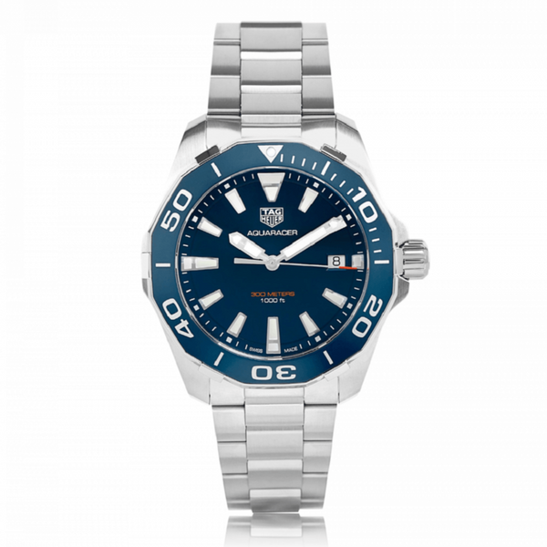 Shop Tag Heuer Aquaracer Blue Dial Quartz Silver Steel Strap Watch for Men - WAY111C.BA0928 in USA