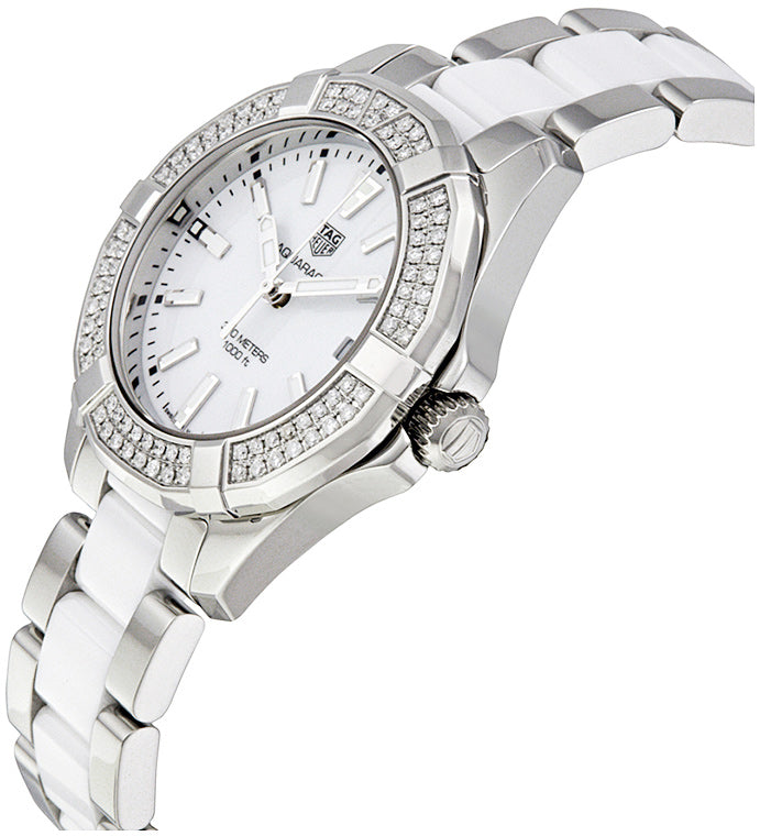 Shop Tag Heuer Aquaracer Diamonds White Dial Two Tone Steel Strap Watch for Women - WAY131F.BA0914 in USA
