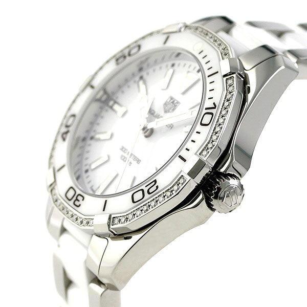 Tag Heuer Aquaracer Diamonds White Dial Two Tone Steel Strap Watch for Women - WAY131H.BA0914
