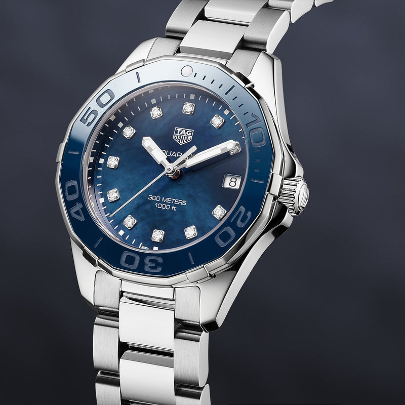 Tag Heuer Aquaracer Diamonds Blue Dial Silver Steel Strap Watch for Women - WAY131L.BA0748 Buy Now By Tag Heuer