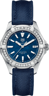 Tag Heuer Aquaracer Quartz Diamonds Blue Dial Blue Nylon Strap Watch for Women - WAY131N.FT6091 Buy Now By Tag Heuer