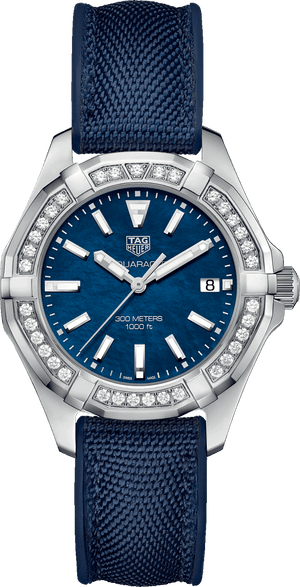 Tag Heuer Aquaracer Quartz Diamonds Blue Dial Blue Nylon Strap Watch for Women - WAY131N.FT6091