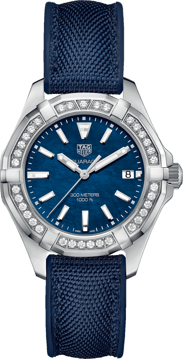 Tag Heuer Aquaracer Quartz Diamonds Blue Dial Blue Nylon Strap Watch for Women - WAY131N.FT6091