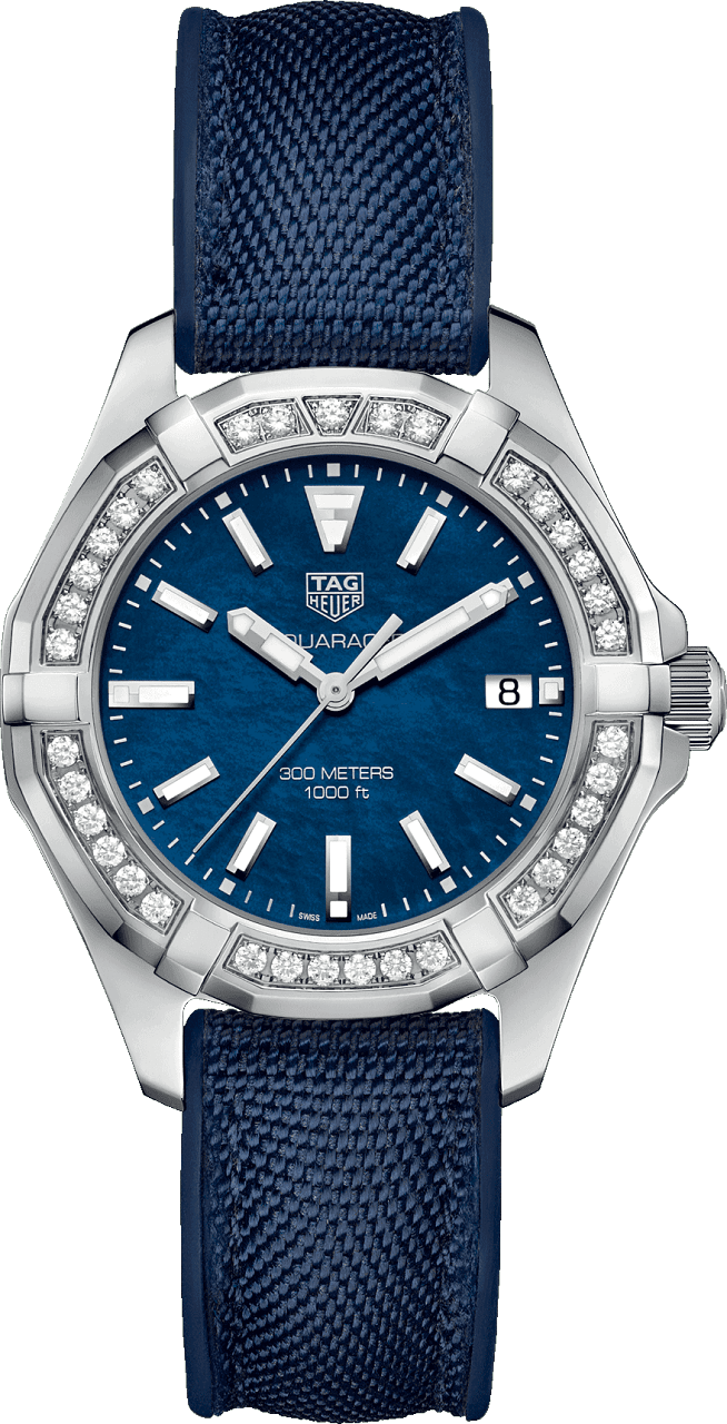Tag Heuer Aquaracer Quartz Diamonds Blue Dial Blue Nylon Strap Watch for Women - WAY131N.FT6091 Buy Now By Tag Heuer