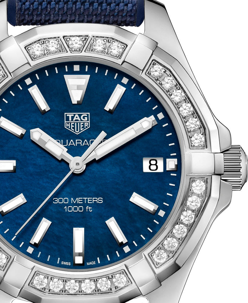 Tag Heuer Aquaracer Quartz Diamonds Blue Dial Blue Nylon Strap Watch for Women - WAY131N.FT6091 Buy Now By Tag Heuer