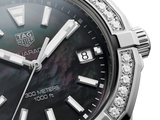 Shop Tag Heuer Aquaracer Quartz Diamonds Black Dial Silver Steel Strap Watch for Women - WAY131P.BA0748 in USA