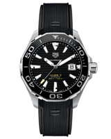 Shop Tag Heuer Aquaracer Calibre 5 Automatic Black Dial Black Rubber Strap Watch for Men - WAY201A.FT6142 in USA