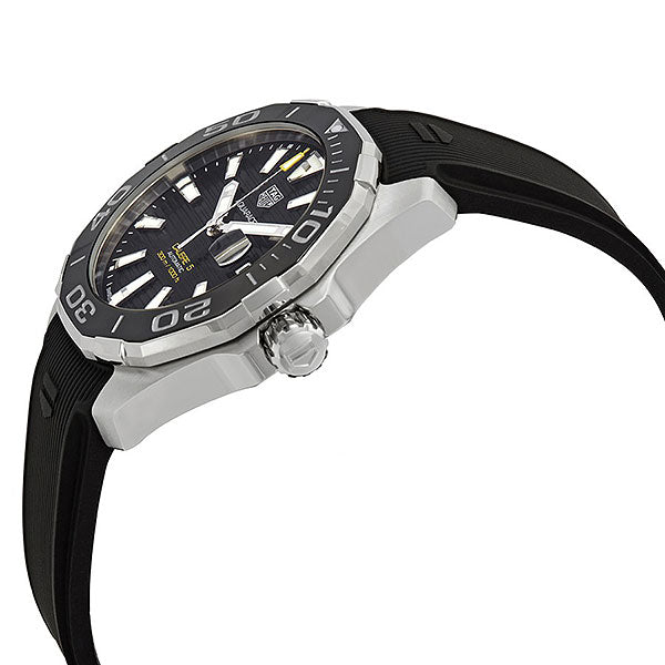 Shop Tag Heuer Aquaracer Calibre 5 Automatic Black Dial Black Rubber Strap Watch for Men - WAY201A.FT6142 in USA