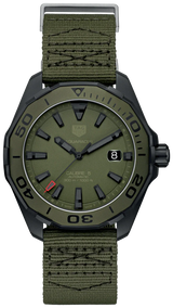 Tag Heuer Aquaracer Automatic Green Dial Khakhi Green Nylon Strap Watch for Men - WAY208E.FC8222 Buy Now By Tag Heuer