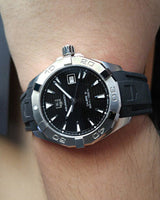 Tag Heuer Aquaracer Automatic Caliber 5 Black Dial Black Rubber Strap Watch for Men - WAY2110.FT8021 Buy Now By Tag Heuer