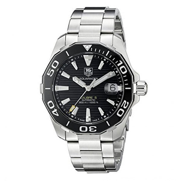 Shop Tag Heuer Aquaracer Automatic Black Dial Silver Steel Strap Watch for Men - WAY211A.BA0928 in USA