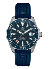 Shop Tag Heuer Aquaracer Calibre 5 Blue Dial Blue Silicone Strap Watch for Men - WAY211C.FT6155 in USA