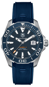 Shop Tag Heuer Aquaracer Calibre 5 Blue Dial Blue Silicone Strap Watch for Men - WAY211C.FT6155 in USA