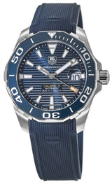 Shop Tag Heuer Aquaracer Calibre 5 Blue Dial Blue Silicone Strap Watch for Men - WAY211C.FT6155 in USA