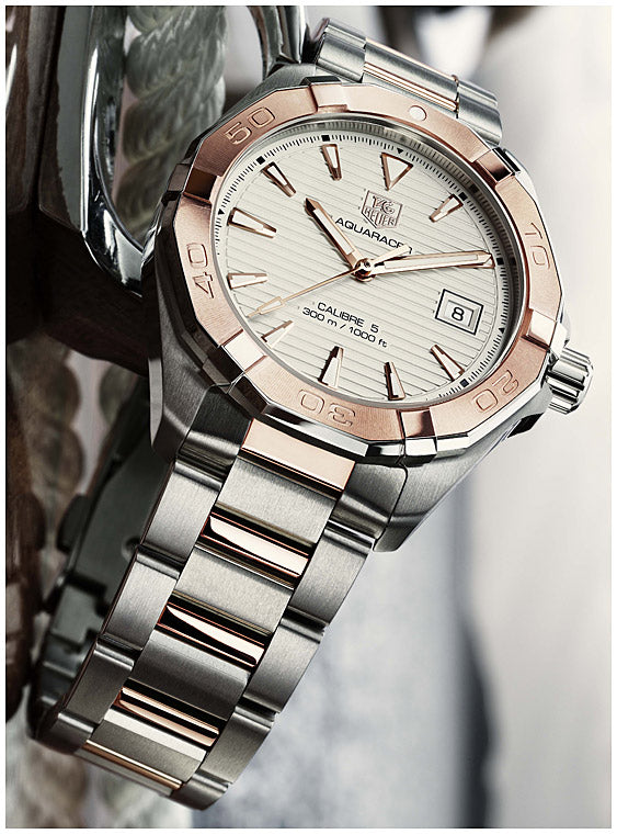 Tag Heuer Aquaracer Calibre 5 Automatic White Dial Two Tone Steel Strap Watch for Men - WAY2150.BD0911 Buy Now By Tag Heuer